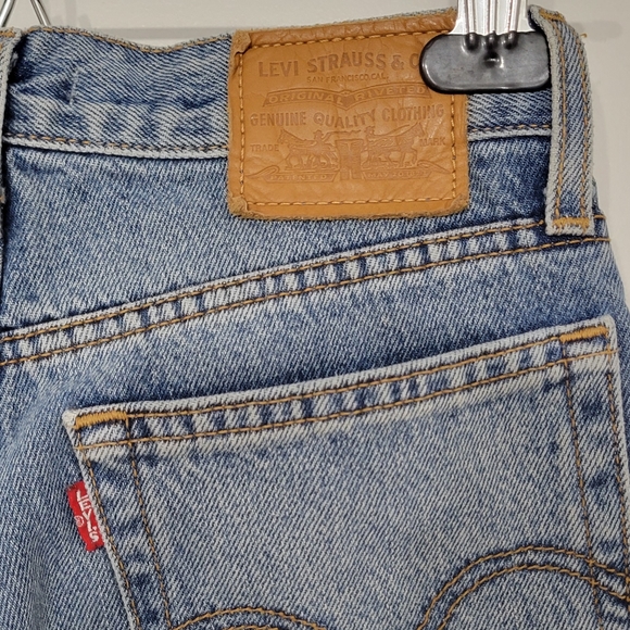 Levi's Wedgie Icon High Rise Fray Hem Straight Leg Ankle Jeans - Picture 5 of 11